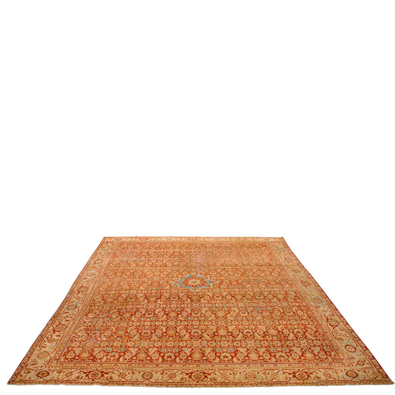 Tapis unique rouge / beige 10 pi x 13 9 pi 10 po x 10 pi 9 po
