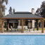 Pavillon de jardin 14 pi x 20 pi avec filet et rideaux, pavillon extérieur robuste avec cadre en aluminium et double toit en acier galvanisé pour patio, cour arrière, terrasse et pelouse