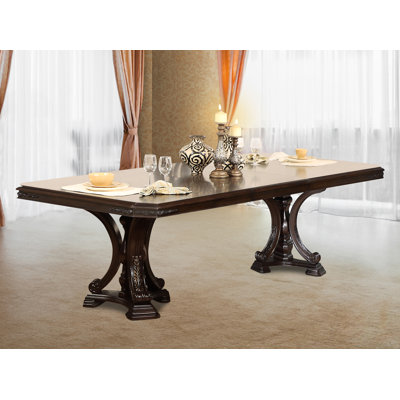 Palazzo Marina Extendable Cherry and Poplar Rectangular Solid Wood Top with Solid Wood Base Dining Table
