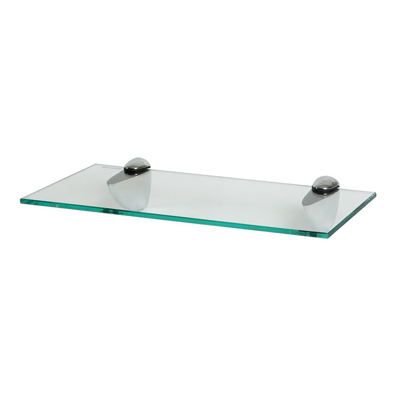 Harbour Housewares - Floating Glass Shelf with Silver Brackets, 0.50cm H x 40cm W x 13cm D