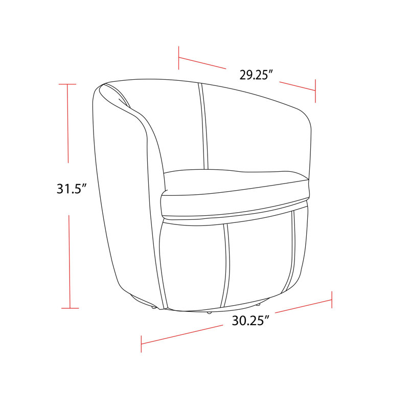 Fauteuil demi-tonneau pivotant 100% cuir italien Crandell, Cuir véritable caramel
