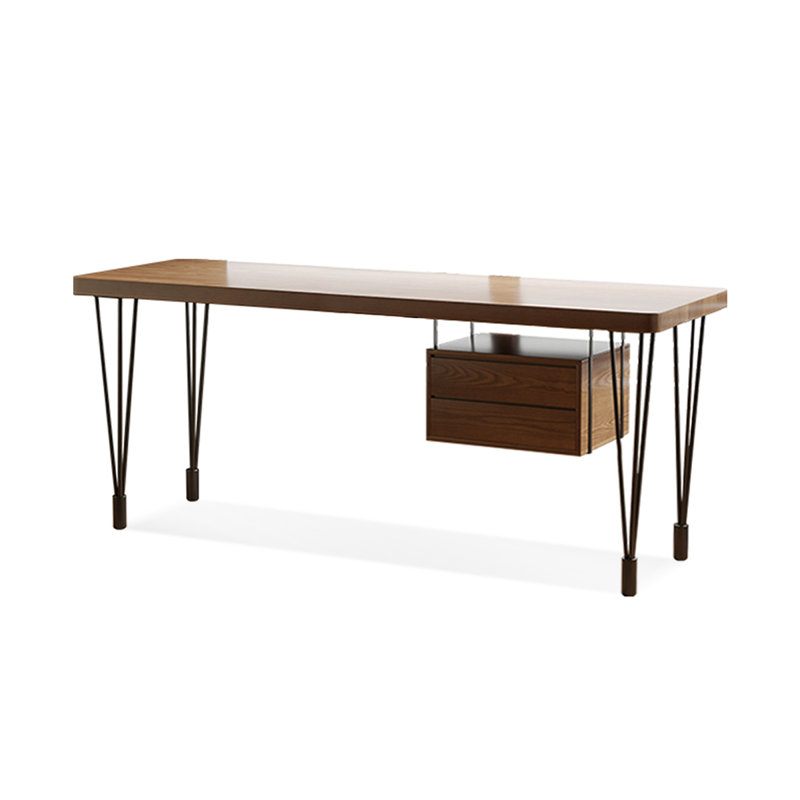 55.12"Light walnut Rectangular Solid Wood desks, 29.53" H x 86.61" W x 23.62" D