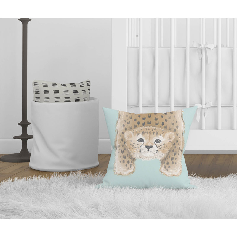 Lil Lying Leopard Blue Pillow, 26" H x 26" W