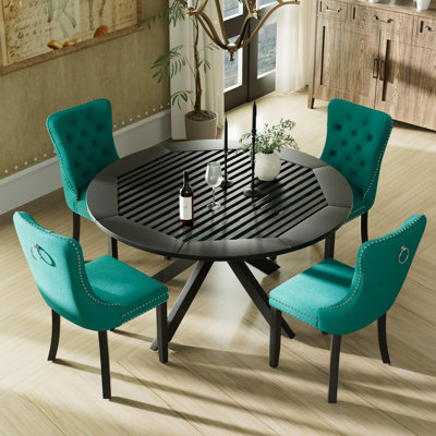 5-Piece Round Pedestal Dining Table Set