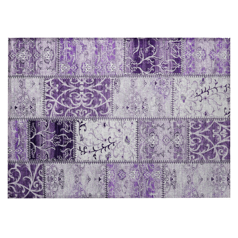Tapis d'extérieur lavable et antidérapant 2 pi x 3 pi mauve