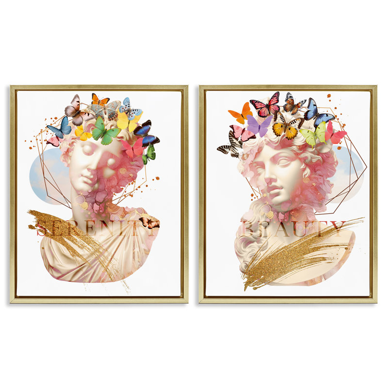 Ensemble de cadres flottants 2 pièces Serenity & Beauty Glam Collages, design par Susan Arnot, H 31 po x l 25 po