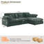 Canapé modulaire en L en chenille de 117,2 po de profondeur avec siège en chenille vert et repose-pieds amovible-65514310