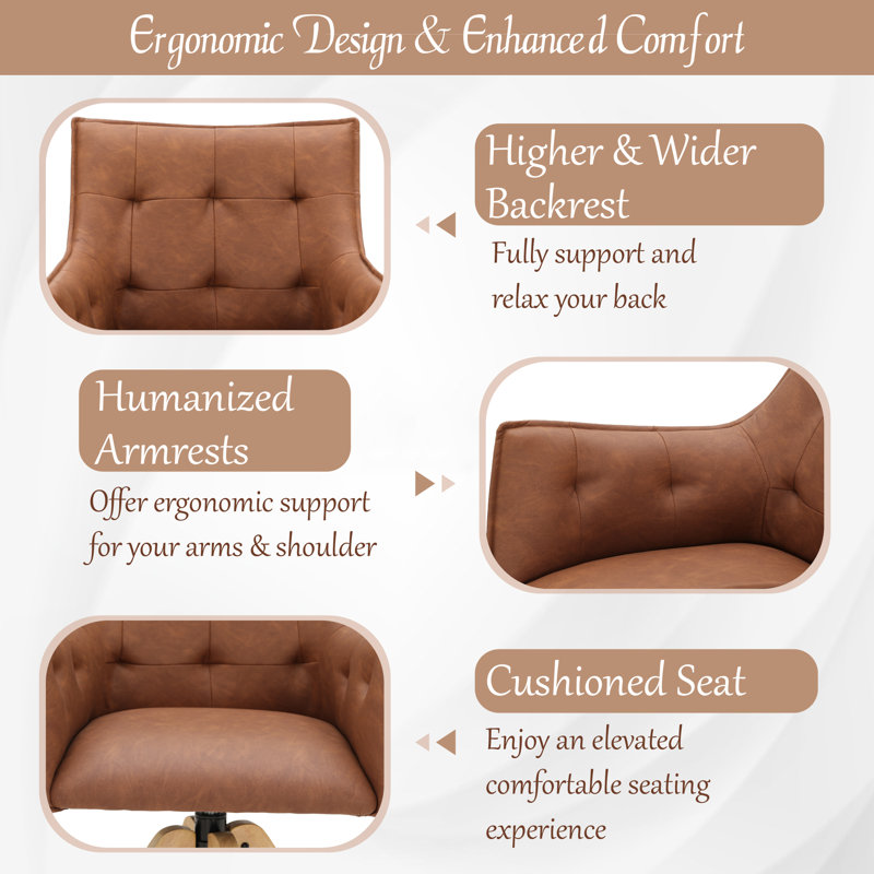 Fauteuil capitonné à dossier capitonné, Brun