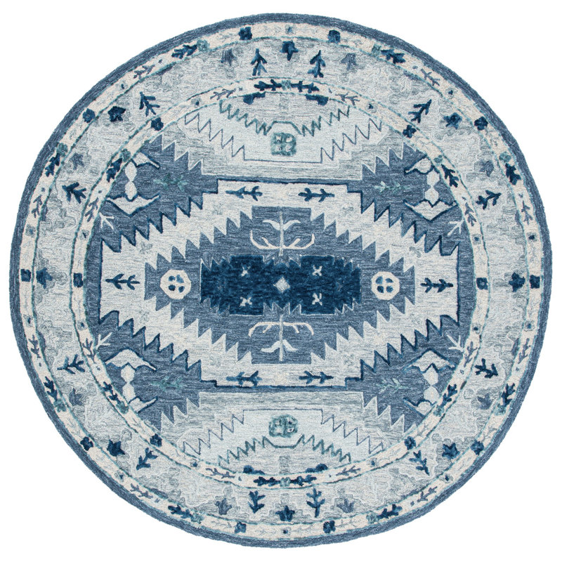 Lanagan Hand Tufted Wool Southwestern Rug, Round 7'