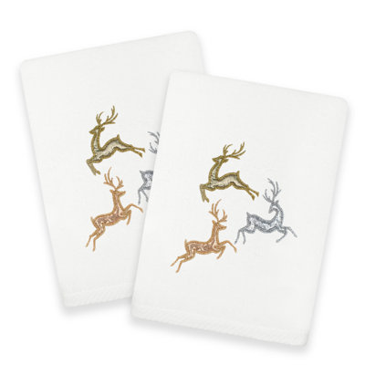  Christmas Leaping Deer Turkish Cotton Hand Towel