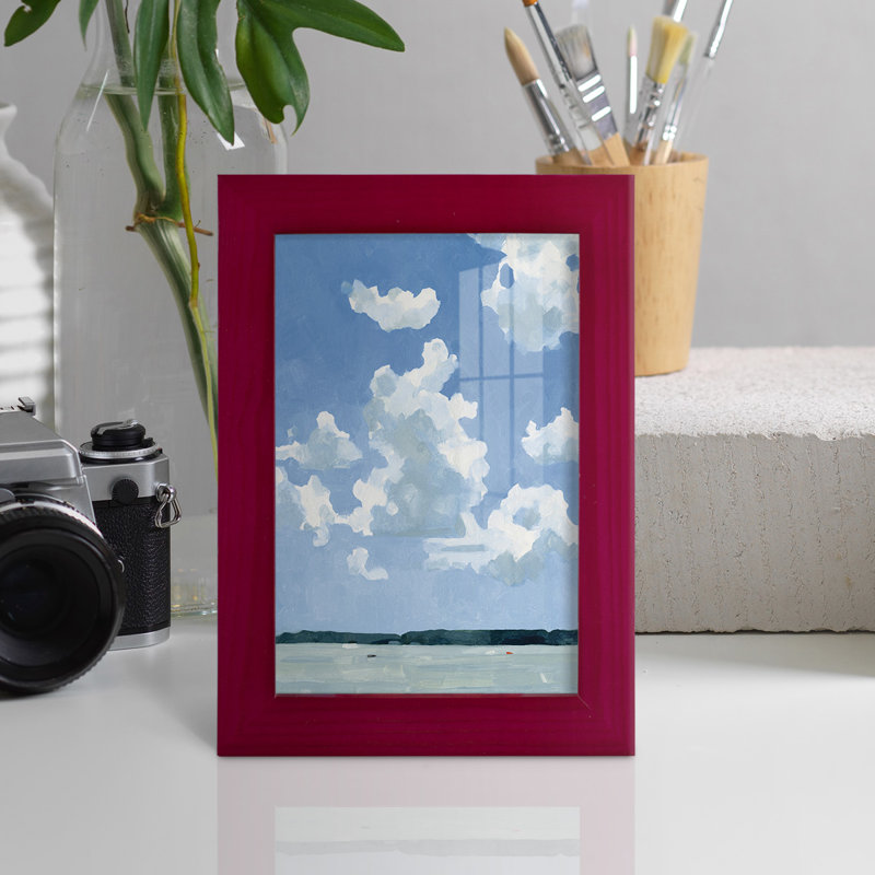 «Juillet Lakeside I» sur papier, Rouge, H 6 po x l 4 po x P 1 po