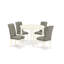 Ensemble repas 5 pièces pour 4 personnes comprenant une table de salle à manger ronde et 4 chaises Parson rembourrées en lin gris, blanc lin-109973019