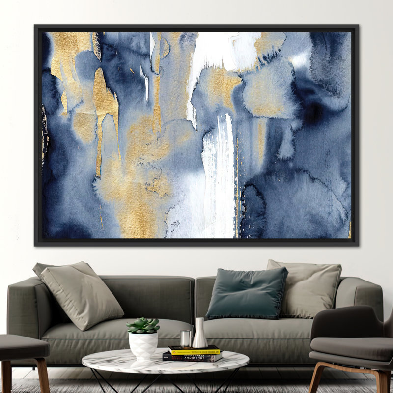 Modern Abstract Painting - Trendy Contemporary Wall Art Decor, Framed Print without Mat, 20 cm H x 30 cm W, Black
