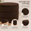 Pouf de rangement cylindrique Tessa de 16 po, recouvert de lin, avec couvercle amovible et rangement dissimulé, couleur chocolat-1788976963