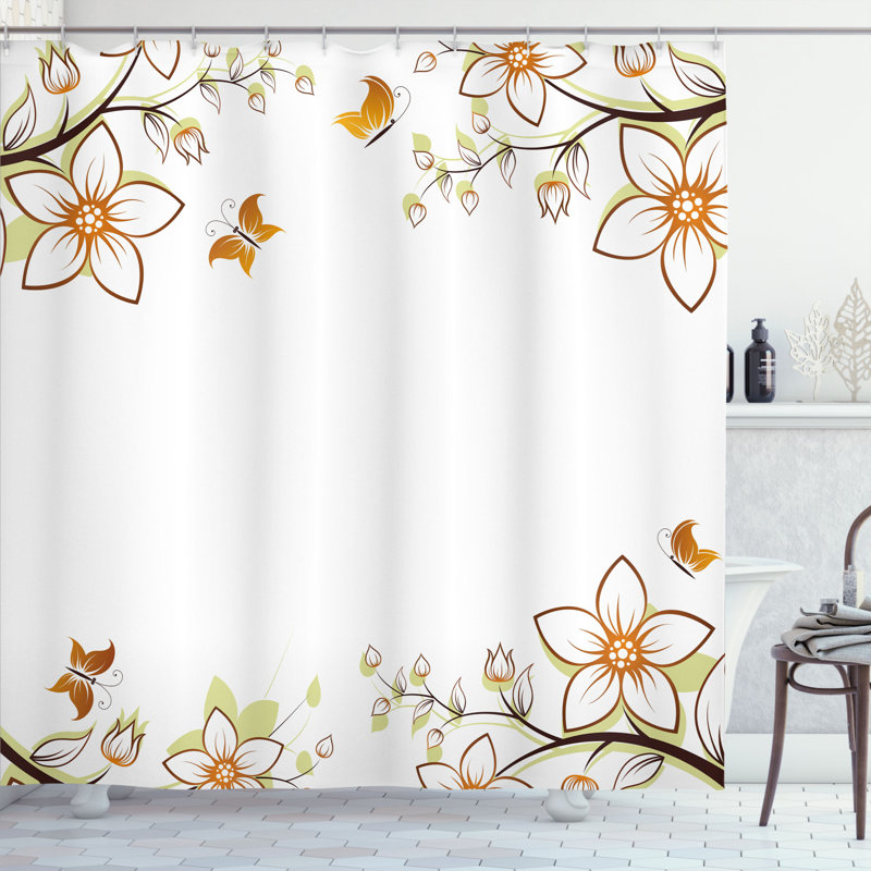  Rideau de douche Leaves Branches Buds, H 70 po x l 69 po