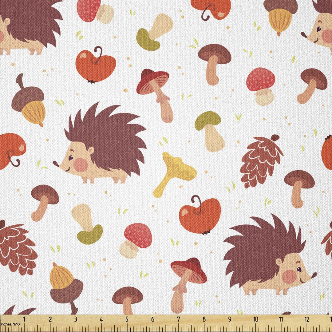 Stoff als Meterware, Herbst Hedgehog Acorns, Pilz, Mehrfarbig