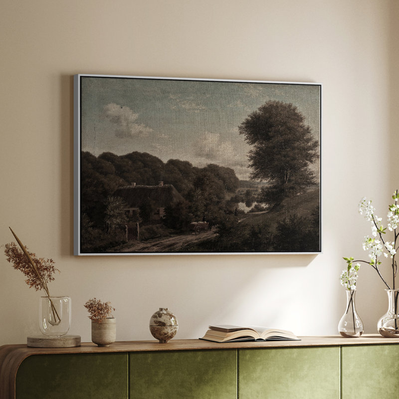 Paysage rétro - CD XXXVII, H 25 po x l 37 po x P 2 po, Toile encadrée flottée blanche