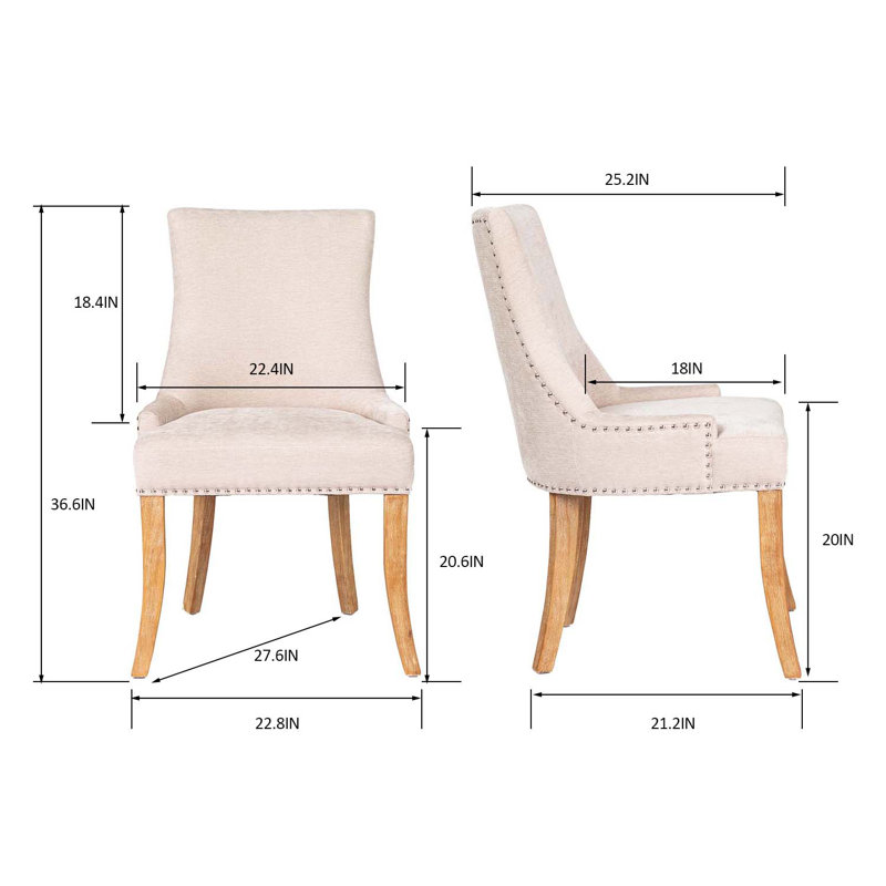 Carla 50cm H Upholstered Side Chair, Beige