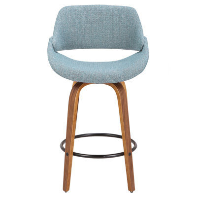 Tabouret de comptoir Fabrico Mid-Century en tissu noyer et bleu par Lumisource