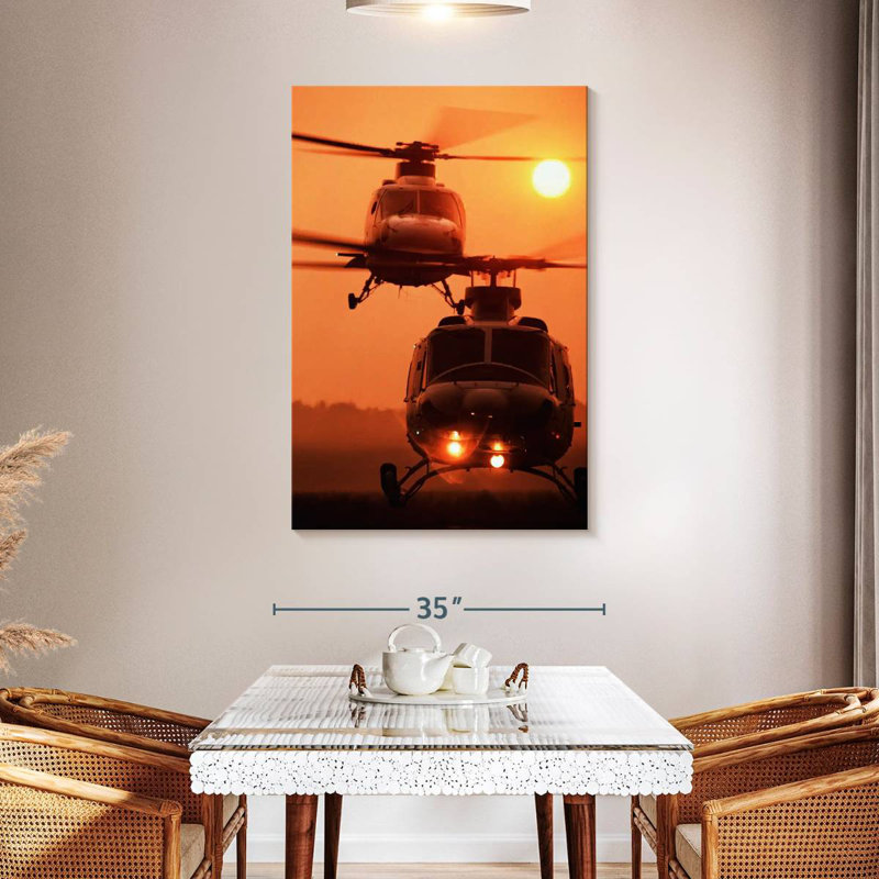Mehar Helicopter Sunset Landing, 48" H x 32" W