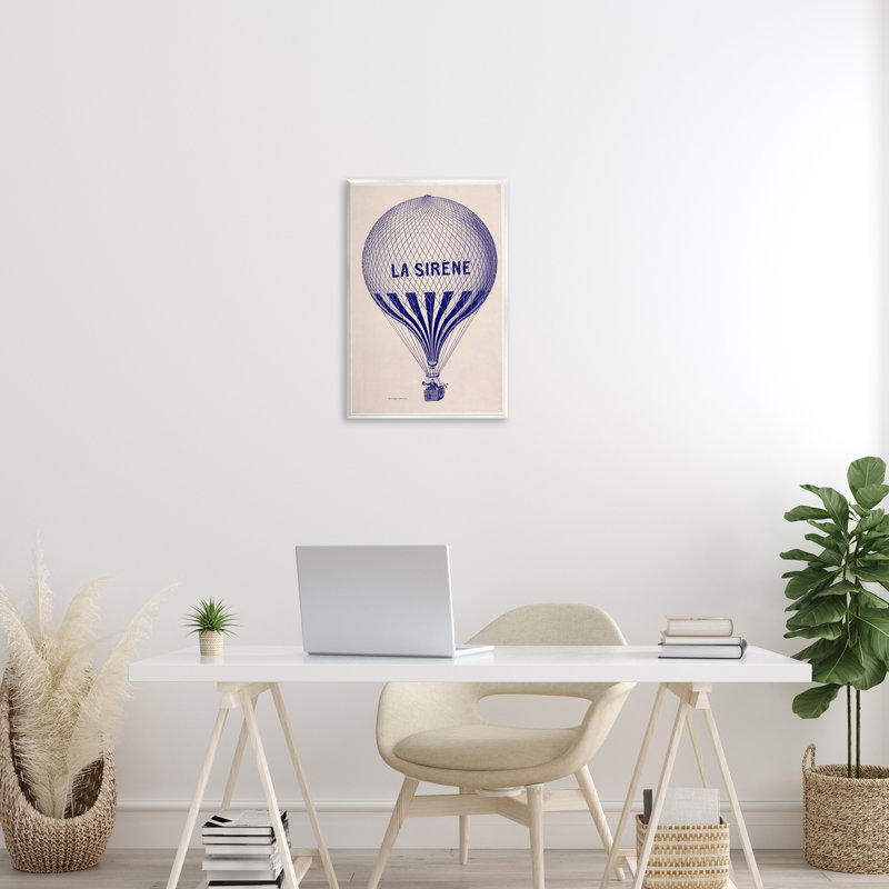 Art mural rétro sur montgolfière, design par Marcus Jules, H 19 po x l 13 po