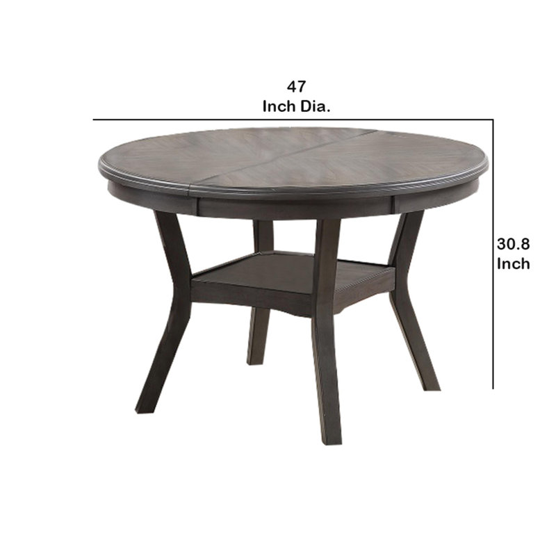 Round Top Wooden Dining Table with Boomerang Legs, Gray