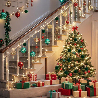 Ensemble de 24 boules de Noël incassables en velours vert foncé pour des décorations d'arbre de Noël, de fête et de décoration intérieure