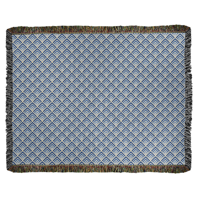 Couverture en coton tissé Katelyn Elizabeth, L 60 po x L 80 po, Bleu foncé