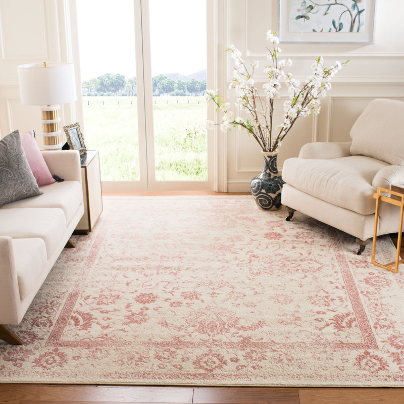 Stromsburg Floral Area Rug, Rectangle 155 x 229 cm, Ivory/Pink
