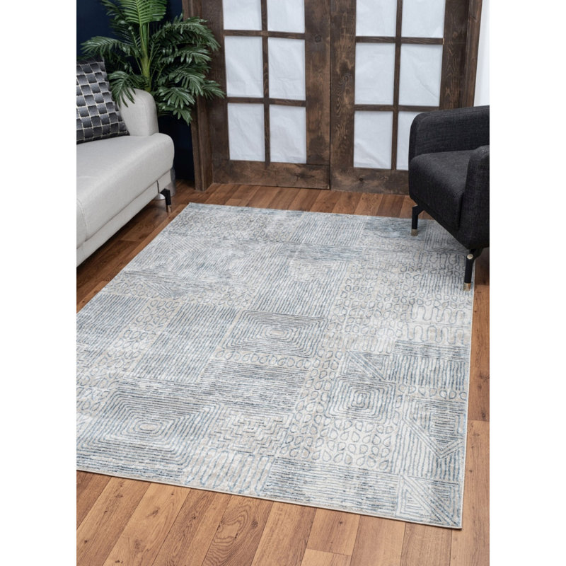 Tapis bleu intérieur / extérieur Sunshine, Rectangle 5 pi 3 po x 7 pi 3 po