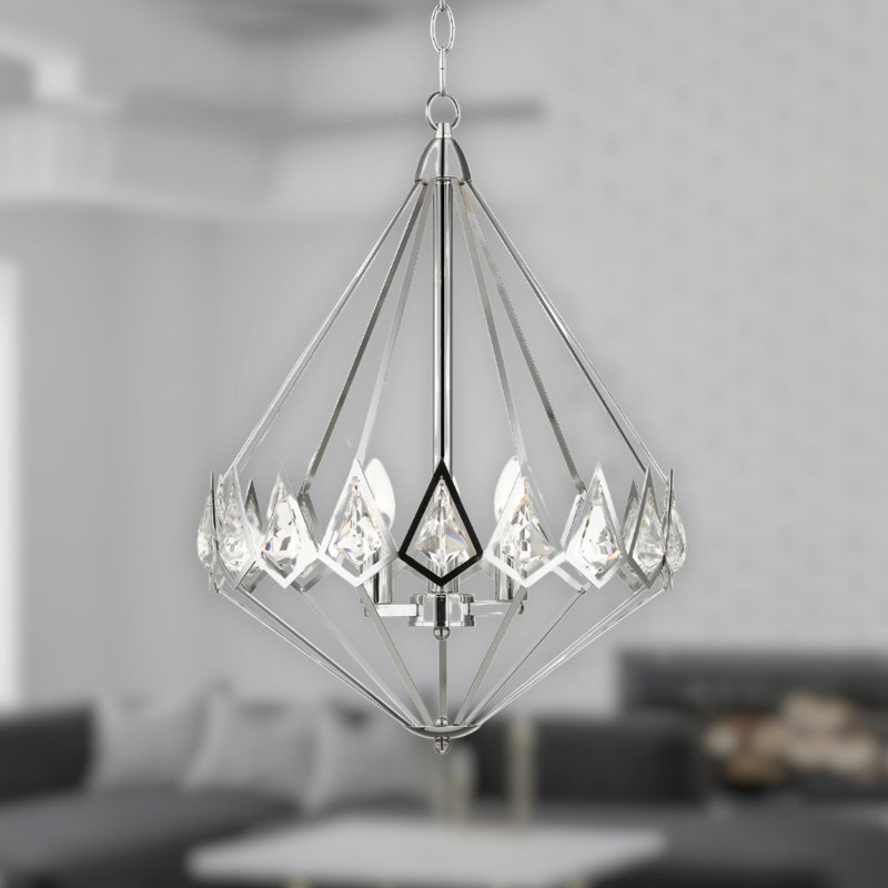 Broussard 3 - Light Polished Chrome Geometric Pendant