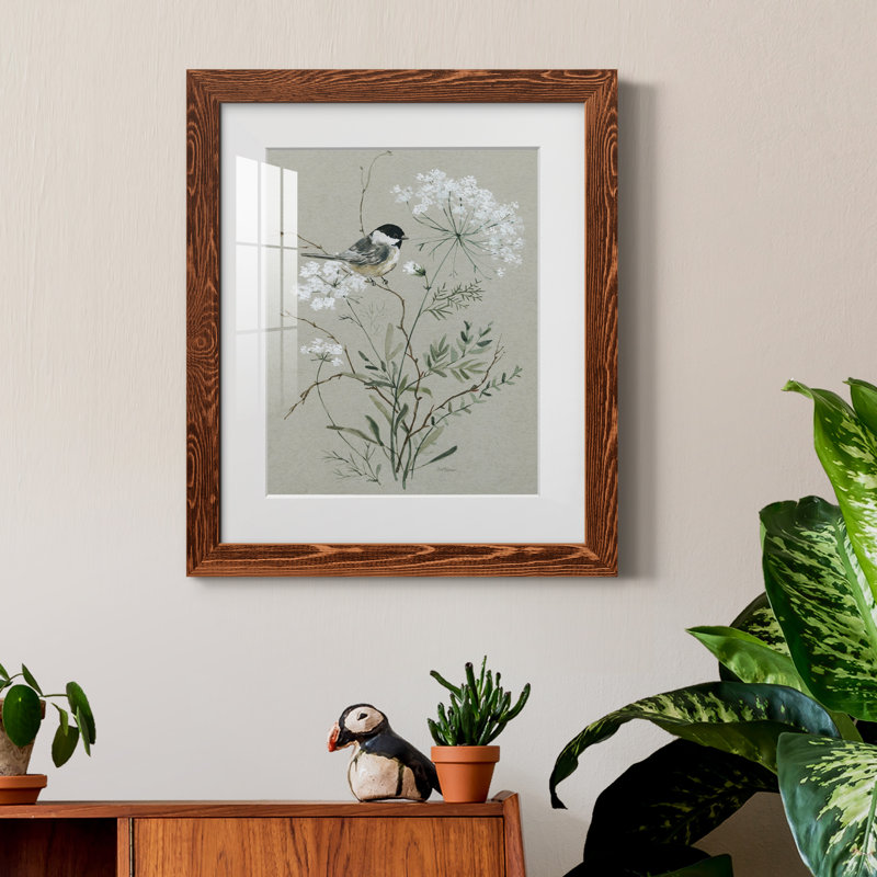 Bouquet de grâce, oiseau I - reproduction de cadre photo sur papier, H 24 po x l 18 po x P 1,5 po, Érable