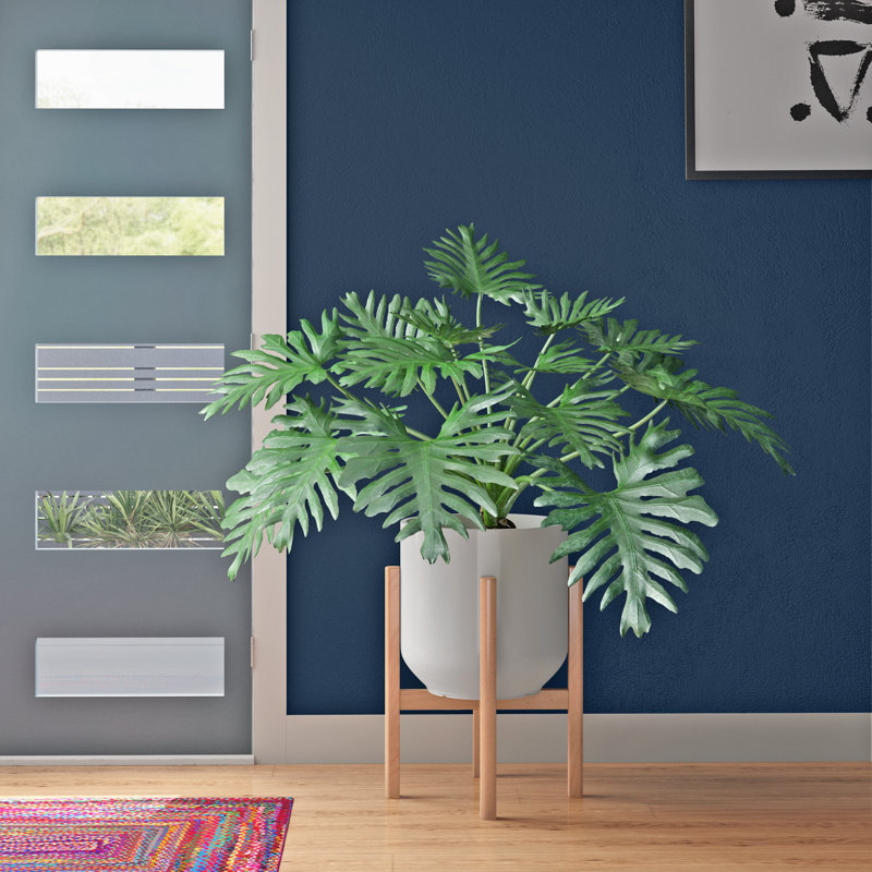 Pot à fleurs Metson, H 18,5 po x l 16,4 po x P 16,4 po, Blanc/noyer