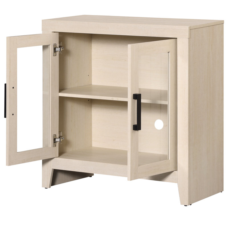 Farmhouse Entertainment Center With Bookshelves, 4-Piece Modular TV Stand With Storage Towers, Glass Doors, Open Shelves,  Media Console For Living Room, Home Theater, Beige