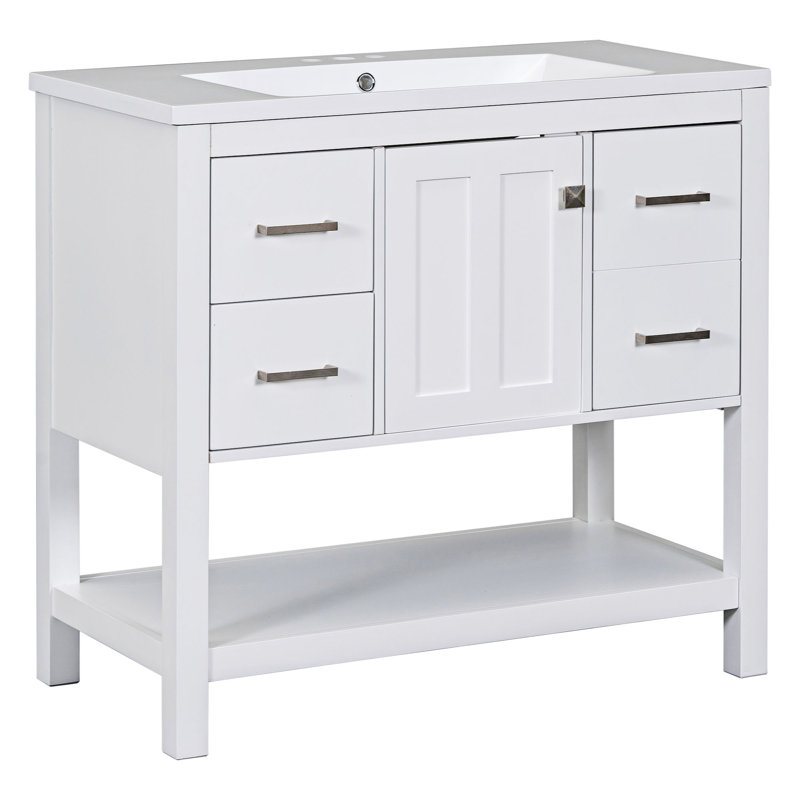 17.80'' Single Bathroom Vanity Base Only, White