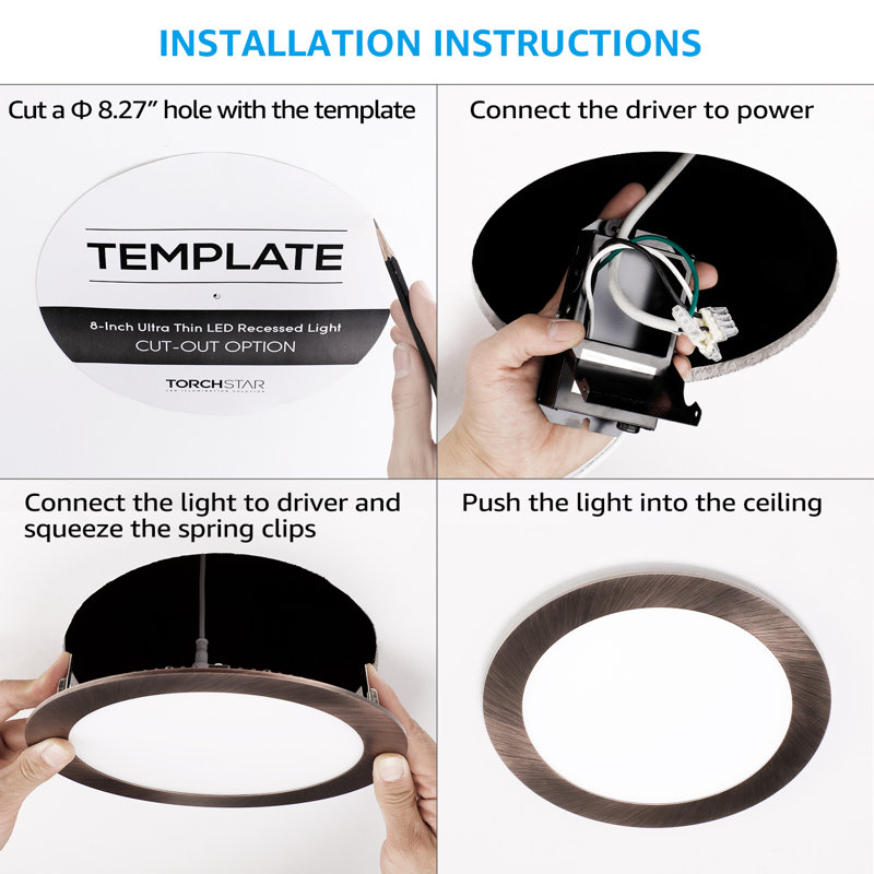 8.94'' 18 Watt Dimmable Air-Tight IC Rated LED Canless Recessed Lighting Kit