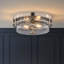 Plafonnier encastré 2 lumières Grace, finition nickel satiné, conception ronde, verre transparent, 14,75 po de largeur, compatible avec les DEL-132963009