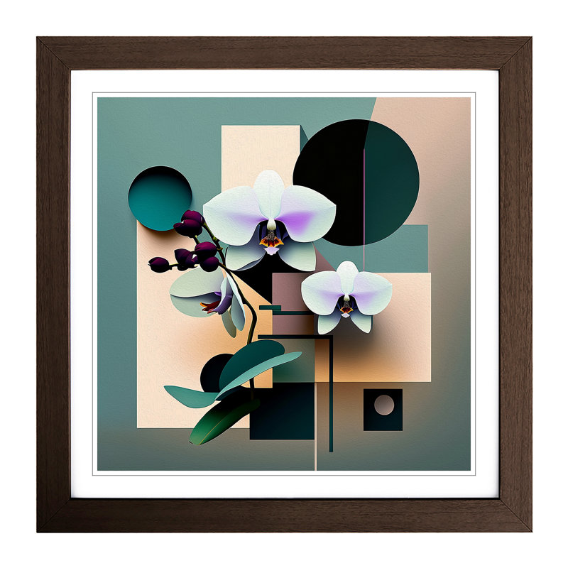 Orchid Flower Suprematism - Framed Print, Walnut