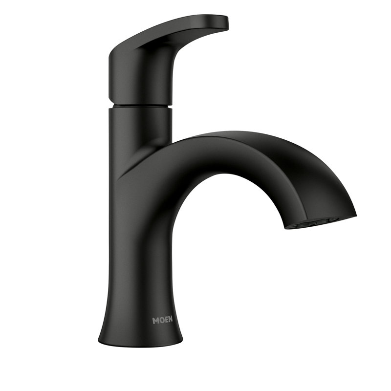 Moen Karis Single Handle Bathroom Faucet with Push Down Drain, Deckplate Included, Matte Black