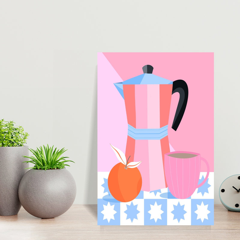 «Still Life With Moka Pot», art mural contemporain, H 18 po x l 12 po