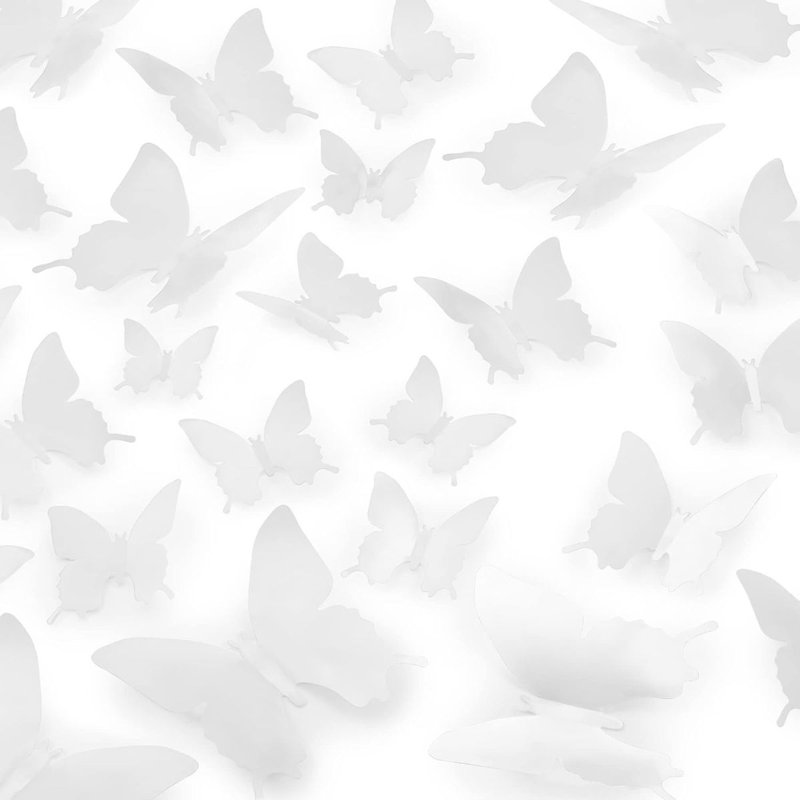 Zulay Home 3D Butterfly Wall Decor - 24pcs Butterfly Decor with 3 Different Sizes, White
