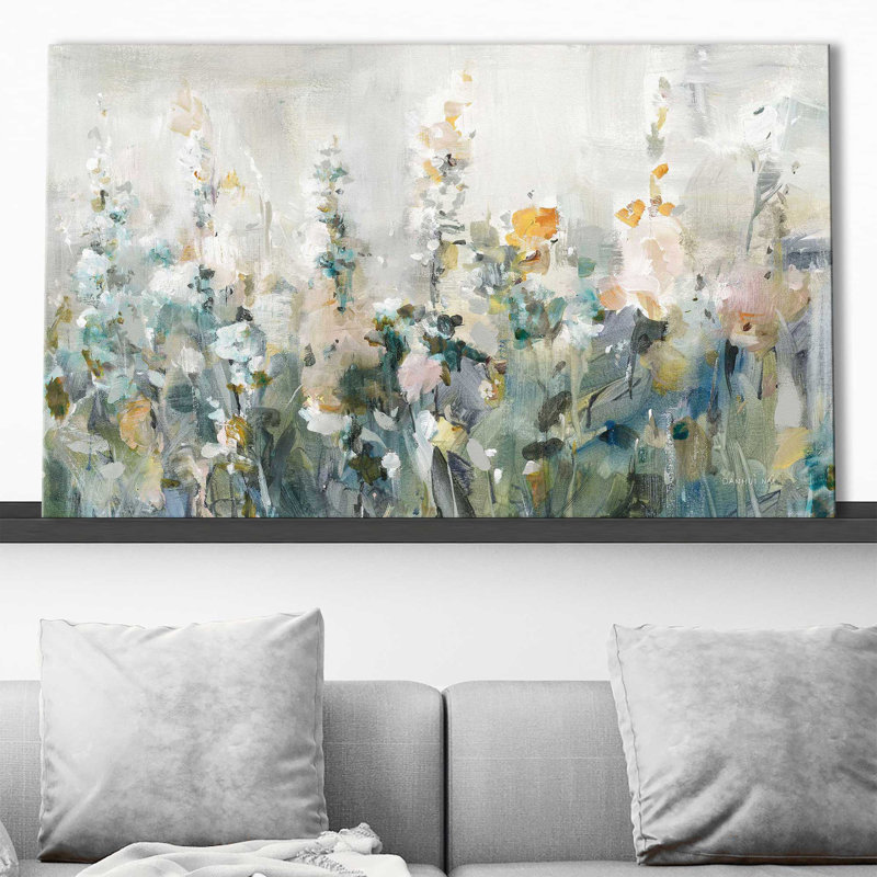 Jardin rustique neutre - Peinture, L 30 po x H 18 po, Toile tendue