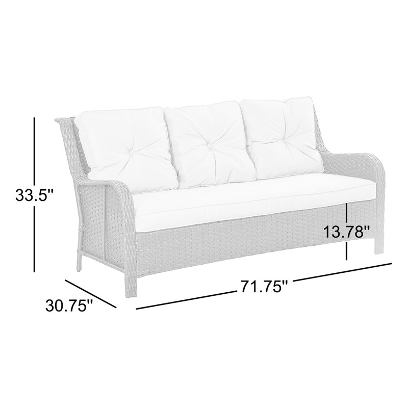 Quackenbush 71.75'' Wide Wicker Patio Sofa with Cushions