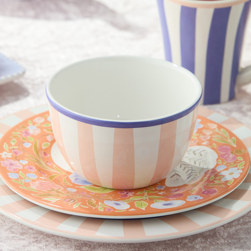 Ensemble de 4 bols à crème glacée en céramique Menagerie assortis de 4 bols de 5,25 po x 3 po, parfaits pour les desserts, les collations, les fruits, les garnitures, les brunchs et le style de table de tous les jours
