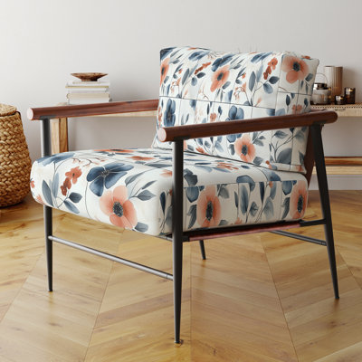 French Country Accent Chair - Floral Patch Blue Arm Chair
