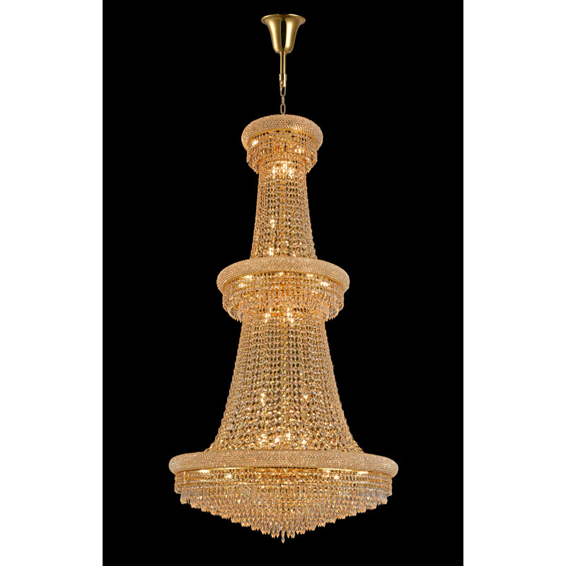 Lustre de style empire unique et spectaculaire à 51 lumières avec détails en cristal Mckie