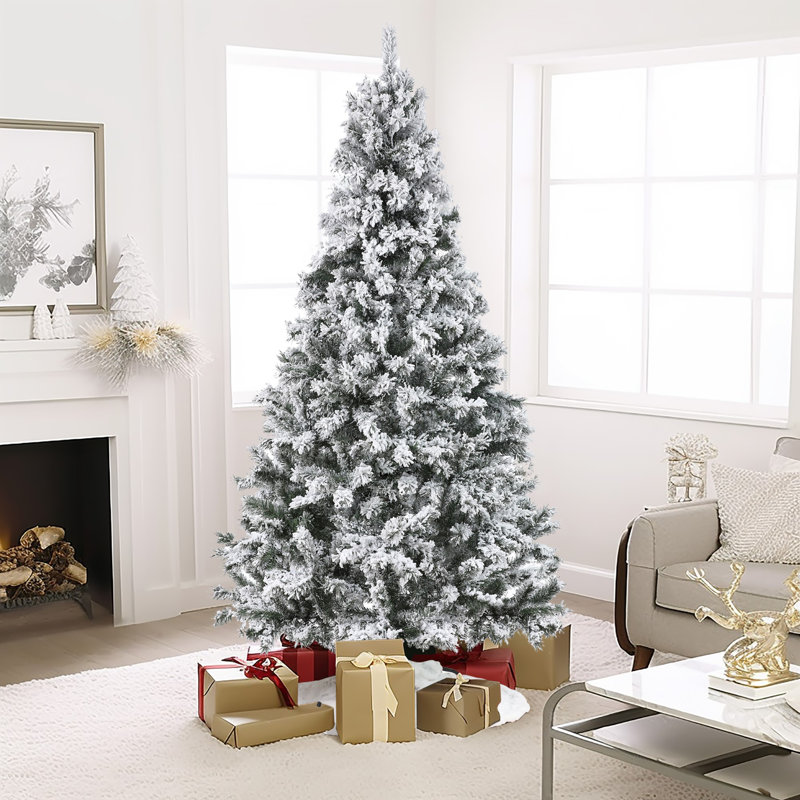 7ft Snow Flocked Spruce Christmas Tree with LED Lights