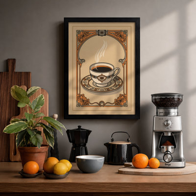 Steaming Coffee Frame Vintage - Framed Print