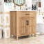 Meuble-lavabo de 30 pouces avec lavabo en résine intégré, tablette intérieure réglable et supports de rangement pour porte