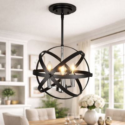 Luminaire suspendu 3 lumières au fini noir
